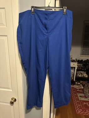 Lane Bryant Deep Blue Trousers with Button Front and Cuffed Hem